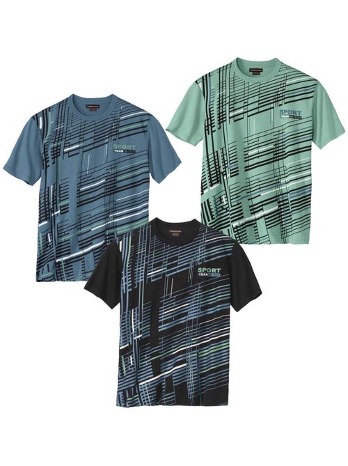 3x camisetas de punto fluido, cuello redondo y manga corta sport graphic - Kiabi 3x camisetas de punto fluido, cuello redondo y manga corta sport graphic - Kiabi