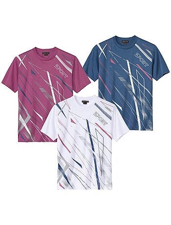 3x camisetas de manga corta de poliéster con cuello redondo active sport