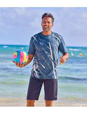 3x camisetas de manga corta de poliéster con cuello redondo active sport