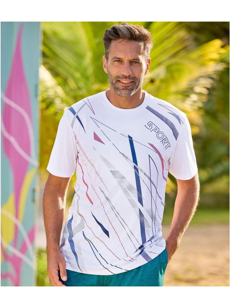 3x camisetas de tejido fluido sport con cuello redondo y manga corta Blanco Violeta Azul - Kiabi