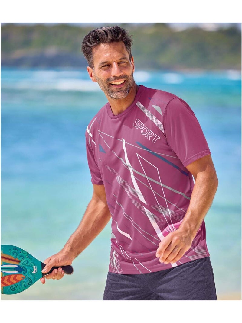3x camisetas de tejido fluido sport con cuello redondo y manga corta Blanco Violeta Azul - Kiabi