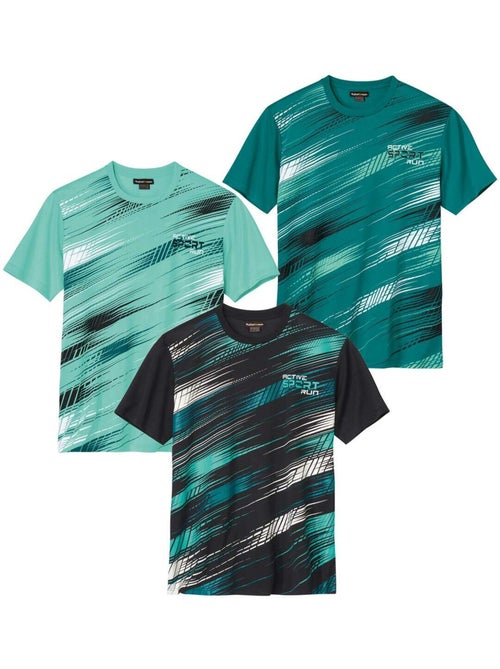 3x camisetas gráficas de poliéster con cuello redondo - Kiabi 3x camisetas gráficas de poliéster con cuello redondo - Kiabi