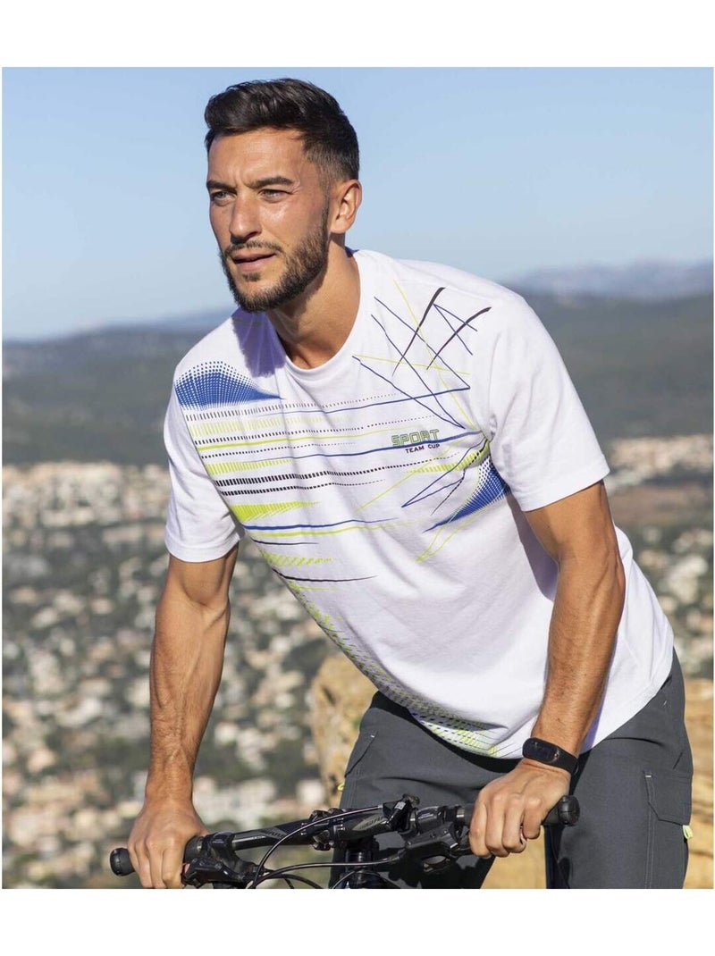 3x camisetas gráficas sport de algodón con cuello redondo y manga corta Blanco Negro - Kiabi