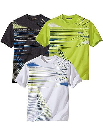 3x camisetas gráficas sport de algodón con cuello redondo y manga corta
