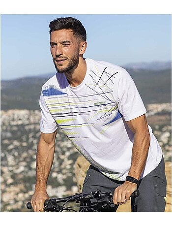 3x camisetas gráficas sport de algodón con cuello redondo y manga corta