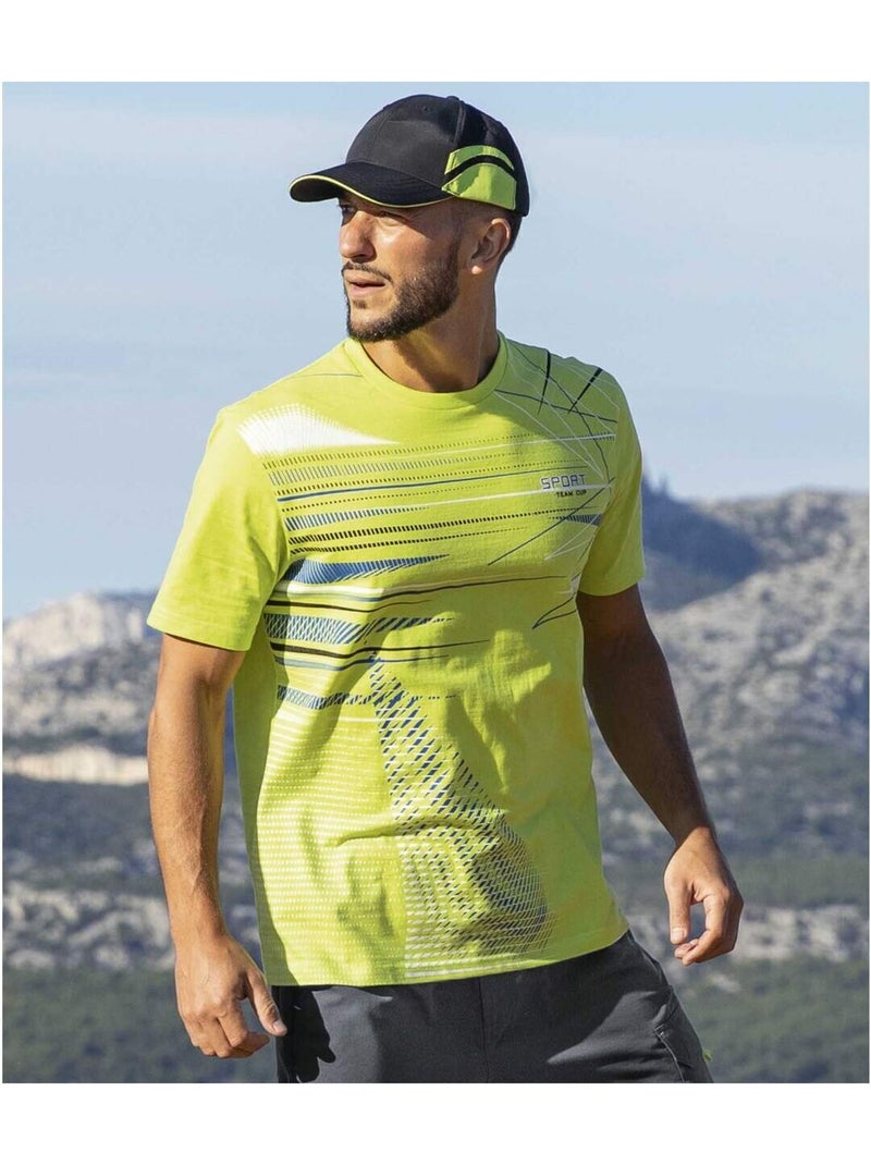 3x camisetas gráficas sport de algodón con cuello redondo y manga corta Blanco Verde Negro - Kiabi