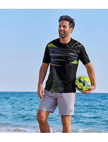 3x camisetas de poliéster con cuello redondo beach sport