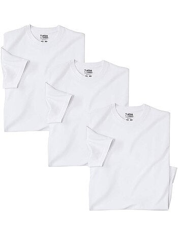 3x camisetas lisas de algodón con cuello redondo y manga corta