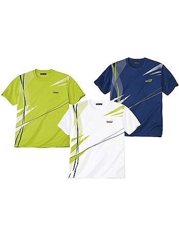 3x camisetas gráficas sport de algodón con cuello redondo y manga corta
