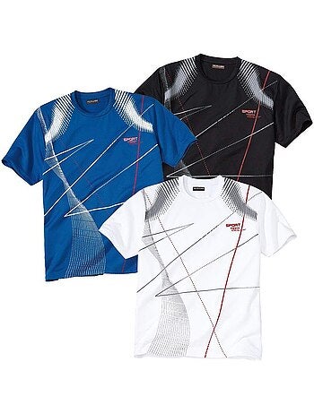 3x camisetas sport de algodón con cuello redondo