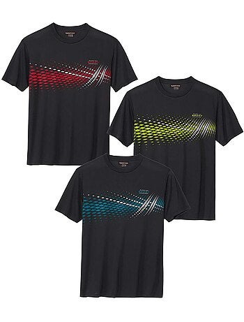 3x camisetas sport de poliéster con cuello redondo