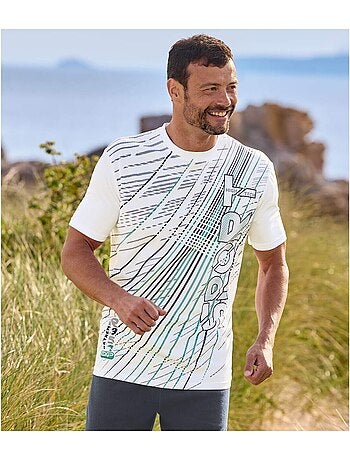 3x camisetas sport de poliéster con estampado gráfico y cuello redondo