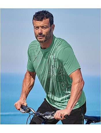 3x camisetas sport de poliéster con estampado gráfico y cuello redondo