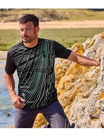 3x camisetas sport de poliéster con estampado gráfico y cuello redondo