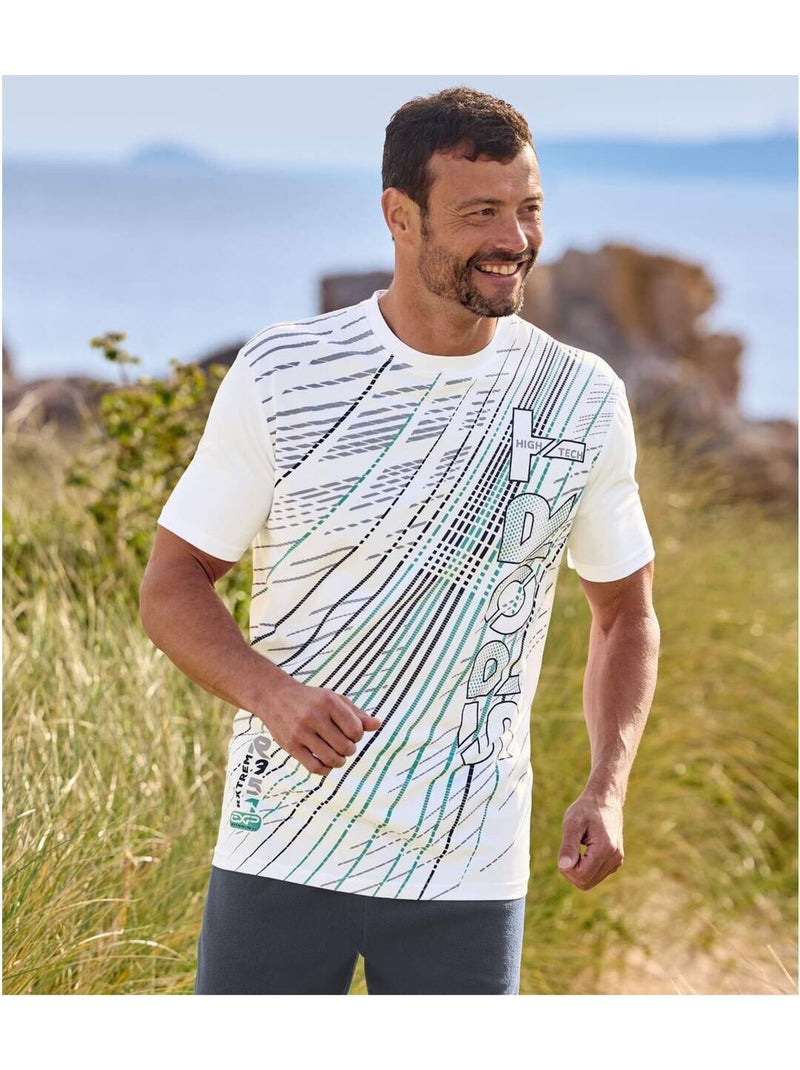 3x camisetas sport de poliéster con cuello redondo y manga corta Blanco Verde Negro - Kiabi