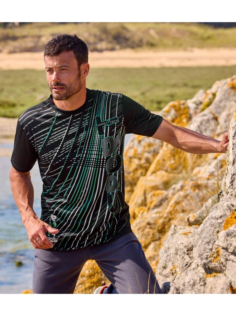 3x camisetas sport de poliéster con cuello redondo y manga corta Blanco Verde Negro - Kiabi