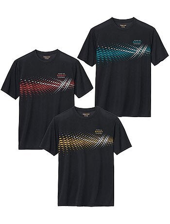 3x camisetas sport de poliéster con estampado gráfico y cuello redondo