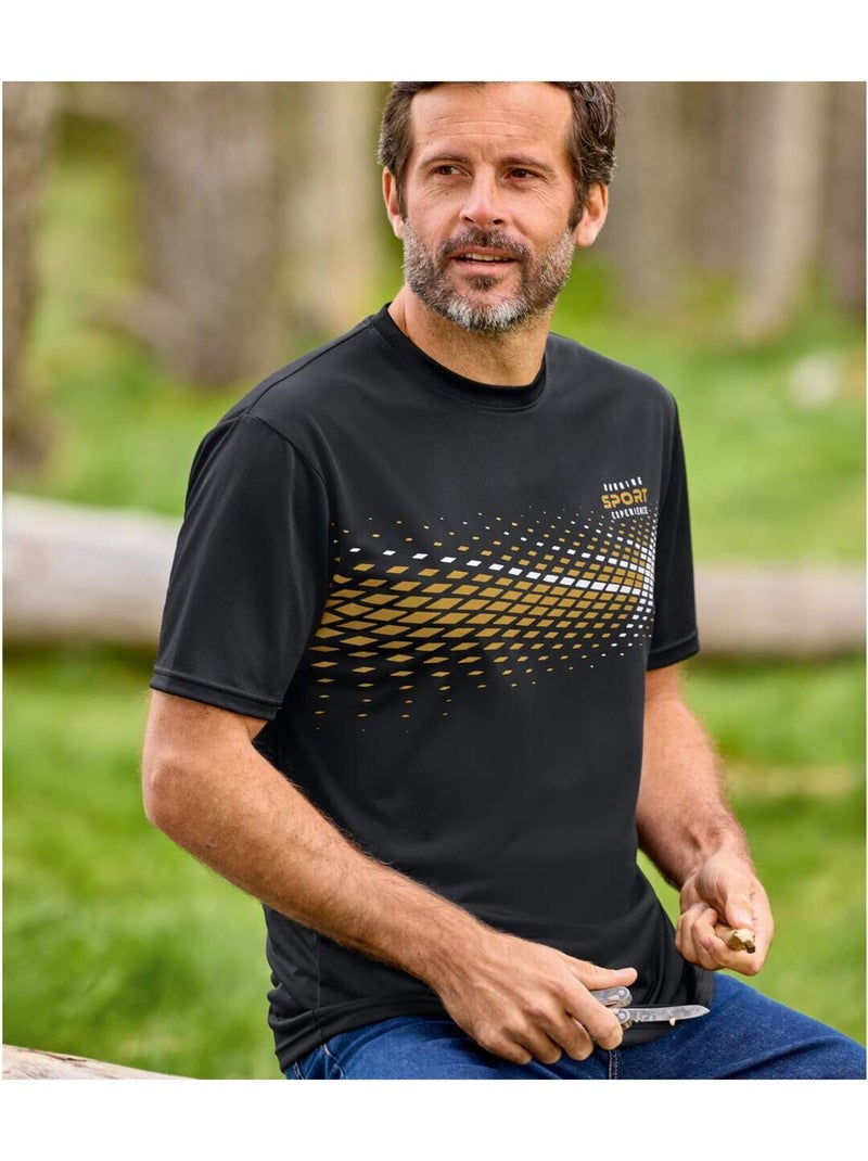 3x camisetas sport de poliéster con estampado gráfico y cuello redondo Negro - Kiabi