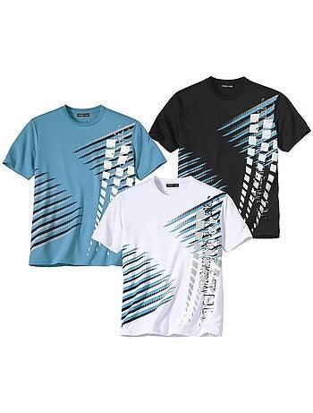 3x camisetas sport de poliéster, cuello redondo, manga corta