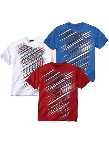 3x camisetas sport intense de poliéster, cuello redondo con borde de canalé