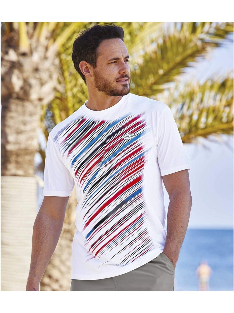 3x camisetas sport intense de poliéster, cuello redondo con borde de canalé Blanco Rojo Azul - Kiabi