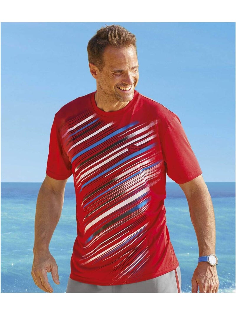 3x camisetas sport intense de poliéster, cuello redondo con borde de canalé Blanco Rojo Azul - Kiabi
