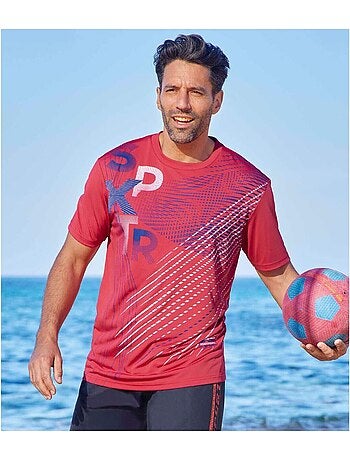 3x camisetas de punto fluido, cuello redondo y manga corta sport graphic