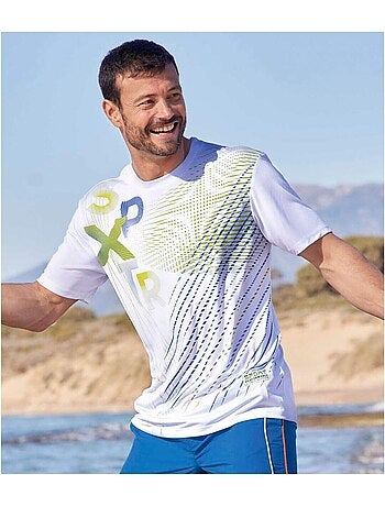 3x camisetas de punto fluido, cuello redondo y manga corta sport graphic