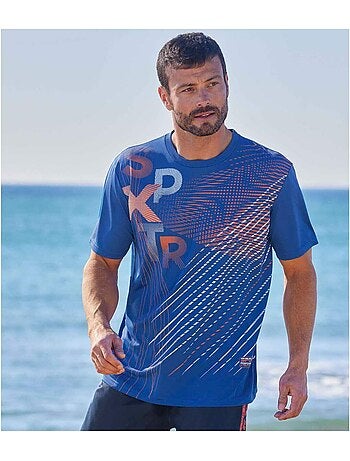 3x camisetas de punto fluido, cuello redondo y manga corta sport graphic