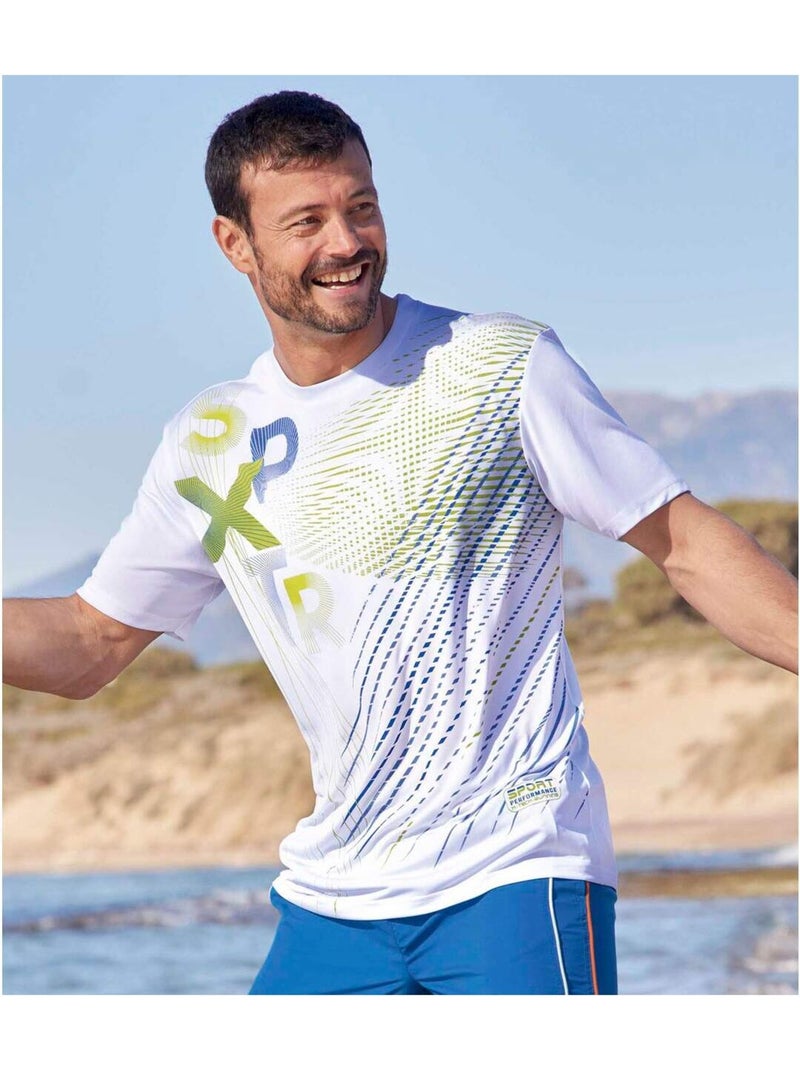 3x camisetas sport performer de poliéster, cuello redondo y manga corta Blanco Naranja Azul - Kiabi