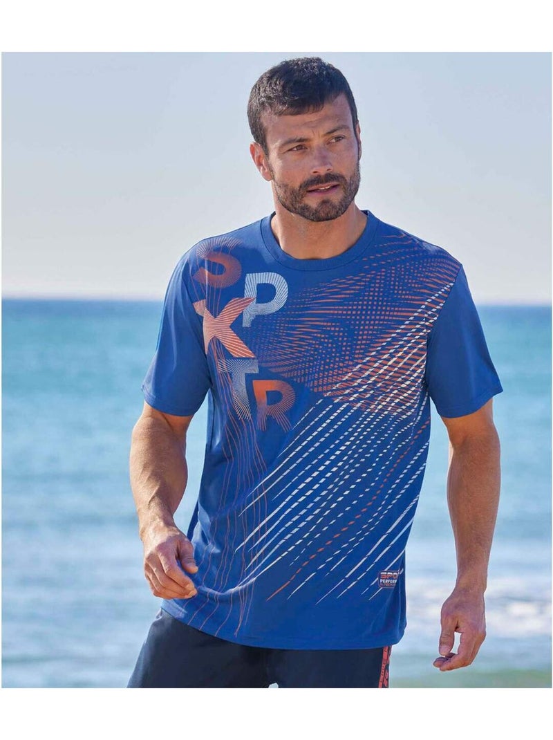3x camisetas sport performer de poliéster, cuello redondo y manga corta Blanco Naranja Azul - Kiabi