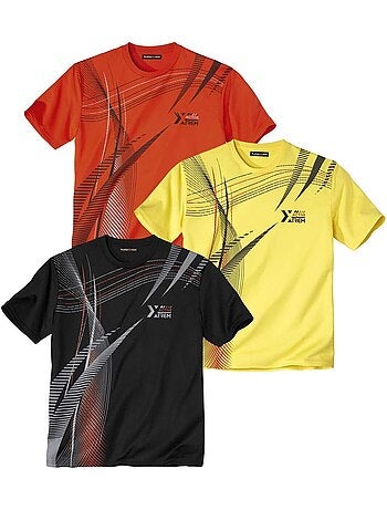 3x camisetas de poliéster con cuello redondo xtrem sport