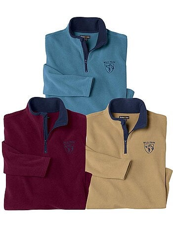 3x jerséis de micropolar con cuello alto con cremallera