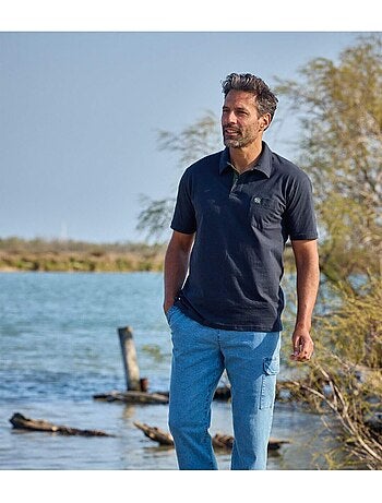 3x polos de algodón sin botones, cuello polo canalé, manga corta
