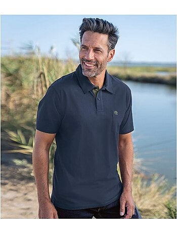 3x polos de algodón sin botones, cuello polo canalé, manga corta