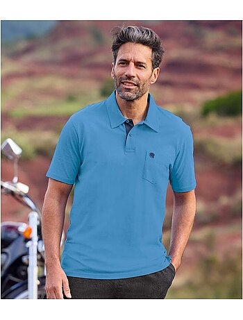 3x polos de algodón sin botones, cuello polo canalé, manga corta