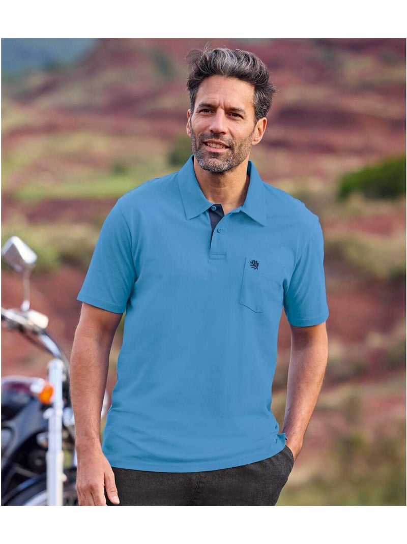 3x polos de algodón lisos de manga corta con bolsillo en el pecho Amarillo/Azul marino/Rojo - Kiabi