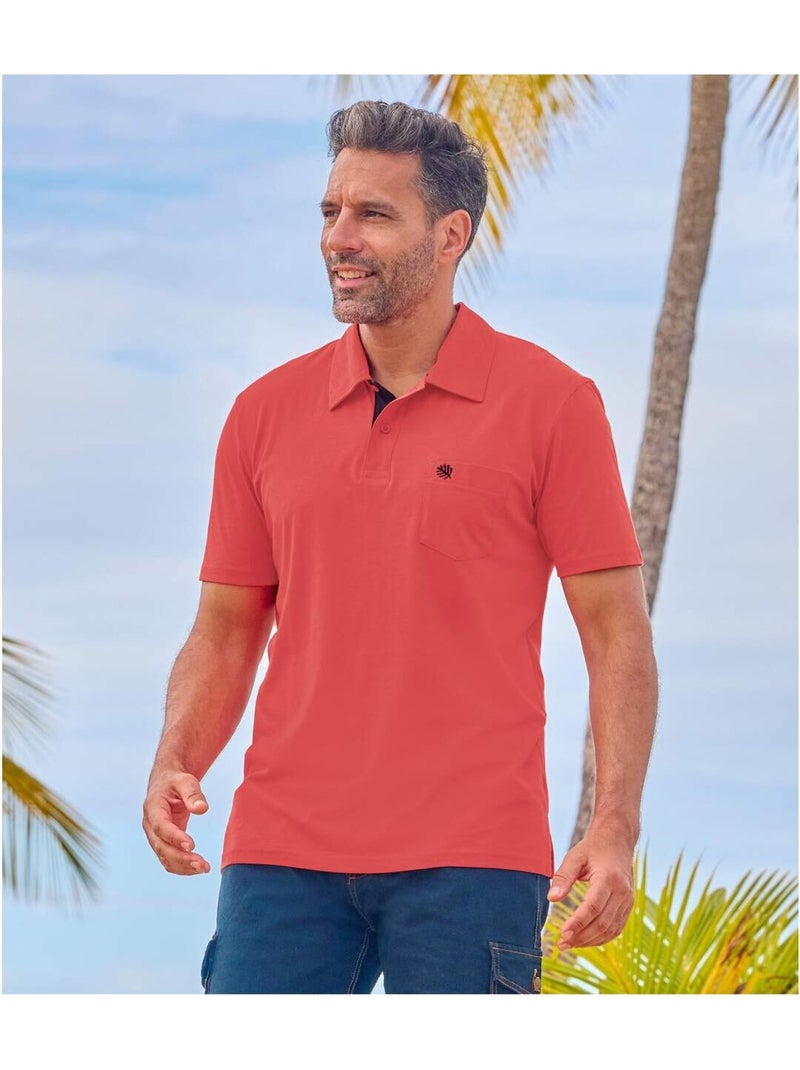 3x polos de algodón lisos de manga corta Negro/Verde/Rojo - Kiabi