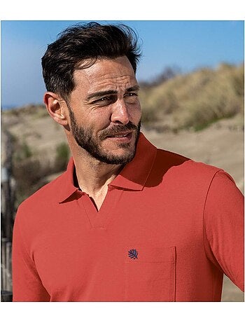3x polos de algodón sin botones, cuello polo canalé, manga corta