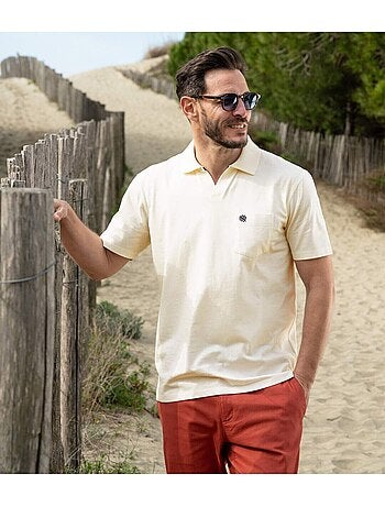 3x polos de algodón sin botones, cuello polo canalé, manga corta