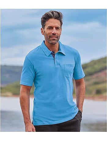 3x polos de algodón sin botones, cuello polo canalé, manga corta