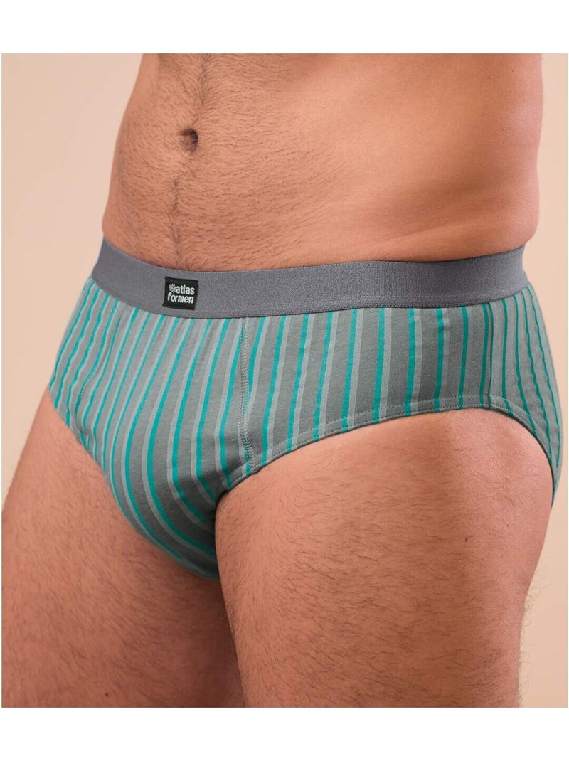 3x slips de algodón lisos y de rayas Azul gris - Kiabi