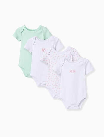 4 bodies de algodón co fresas estampadas
