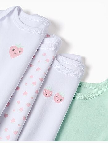 4 bodies de algodón co fresas estampadas