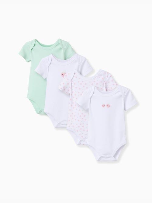 4 bodies de algodón co fresas estampadas - Kiabi