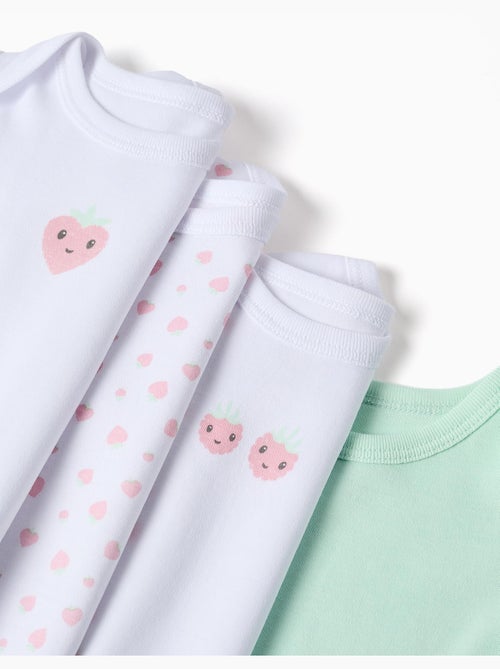 4 bodies de algodón co fresas estampadas - Kiabi