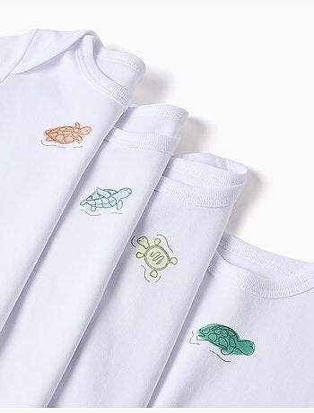 4 bodies de algodón con tortugas estampadas