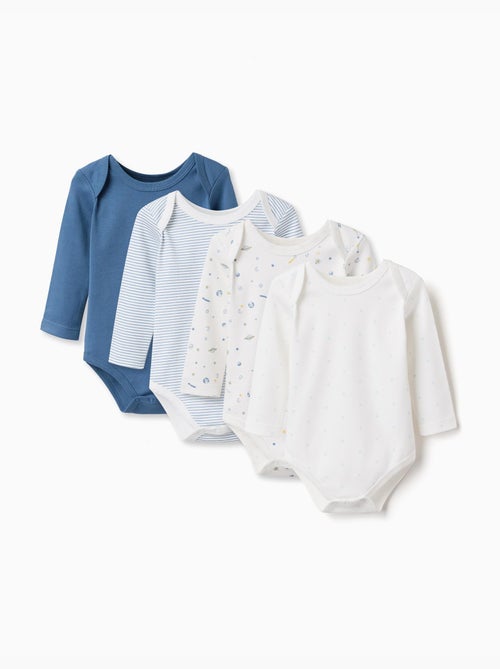 4 bodies de algodón lisos/estampados - Kiabi