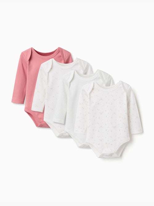 4 bodies de algodón lisos/estampados - Kiabi