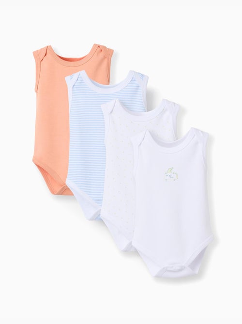 4 Bodies sin mangas de algodón con estampados - Kiabi